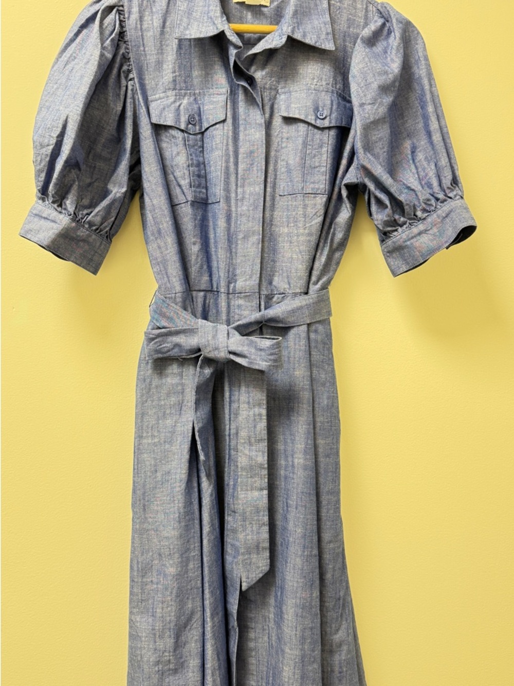 Light Blue Shirt Dress with Tie Waist - Picture 2 of 7